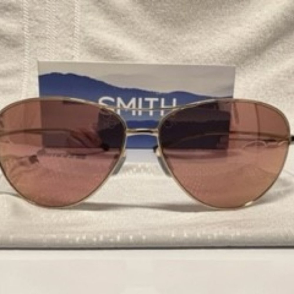 SMITH OPTICS LANGLEY J5G FN Sunglasses Gold Frame Rose Gold Mirror Polarized